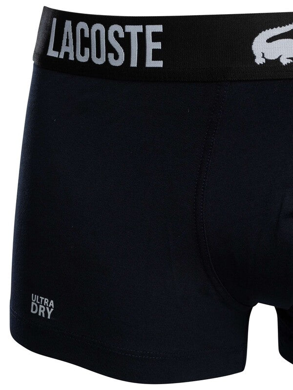 Lacoste 3 Pack Cotton Stretch Trunks - Blue/Grey