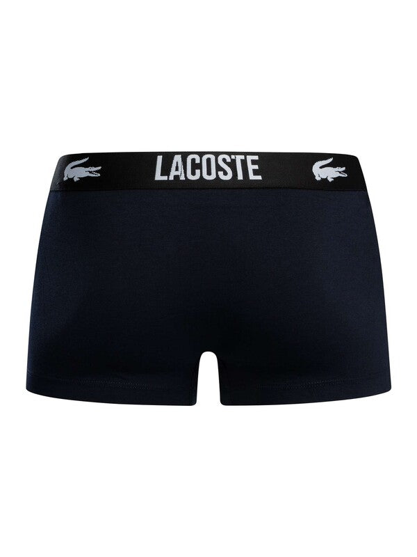 Lacoste 3 Pack Cotton Stretch Trunks - Blue/Grey
