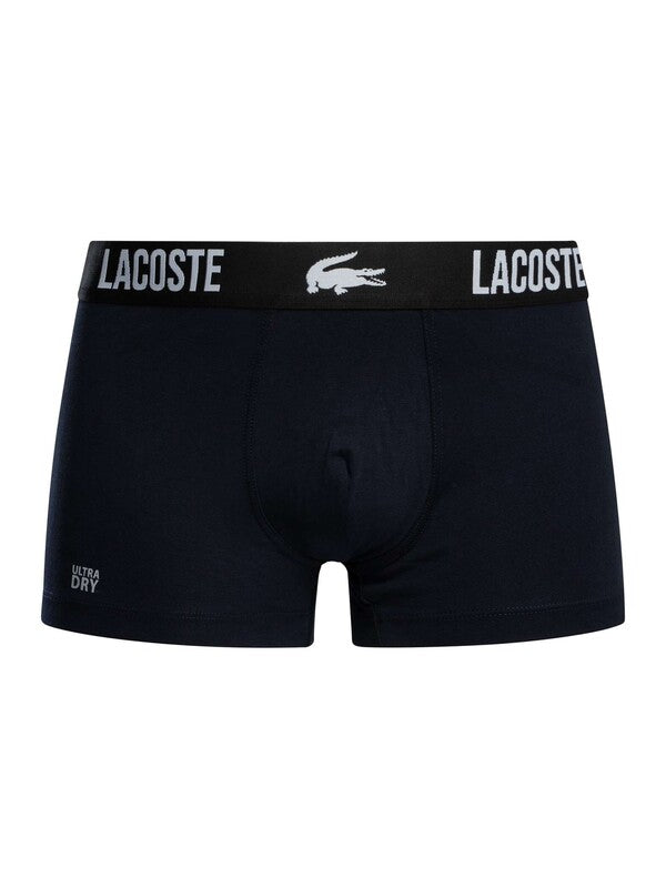 Lacoste 3 Pack Cotton Stretch Trunks - Blue/Grey