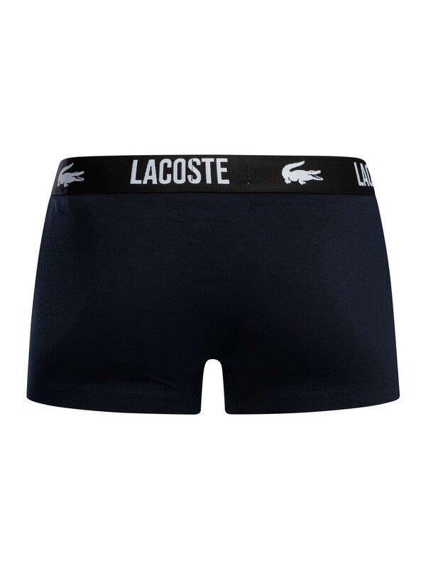 Lacoste 3 Pack Cotton Stretch Trunks - Blue/Grey