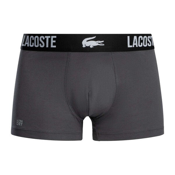 Lacoste 3 Pack Cotton Stretch Trunks - Blue/Grey