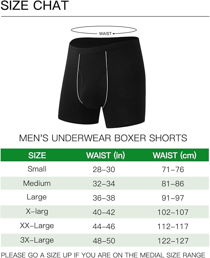 Men's Bamboo Boxer Shorts Long Leg Black - 6 Pairs