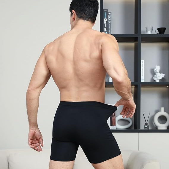 Men's Bamboo Boxer Shorts Long Leg Black - 6 Pairs