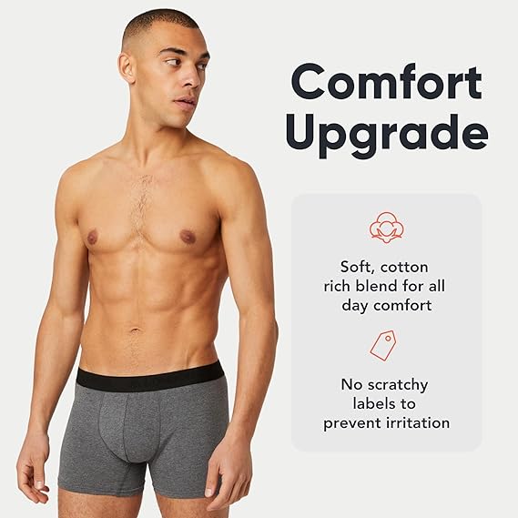 Men's Tagless Comfort Boxer Shorts - 5 Pairs
