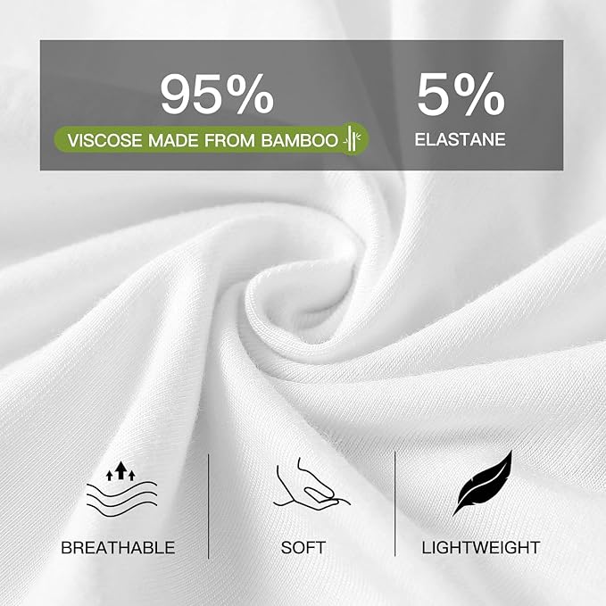 Men’s Bamboo Boxer Briefs Long Leg 6 Pairs - White