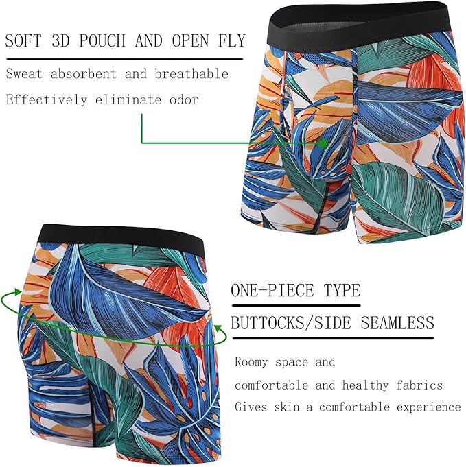 Men's Bamboo Boxer Shorts Long Leg - 6 Pack