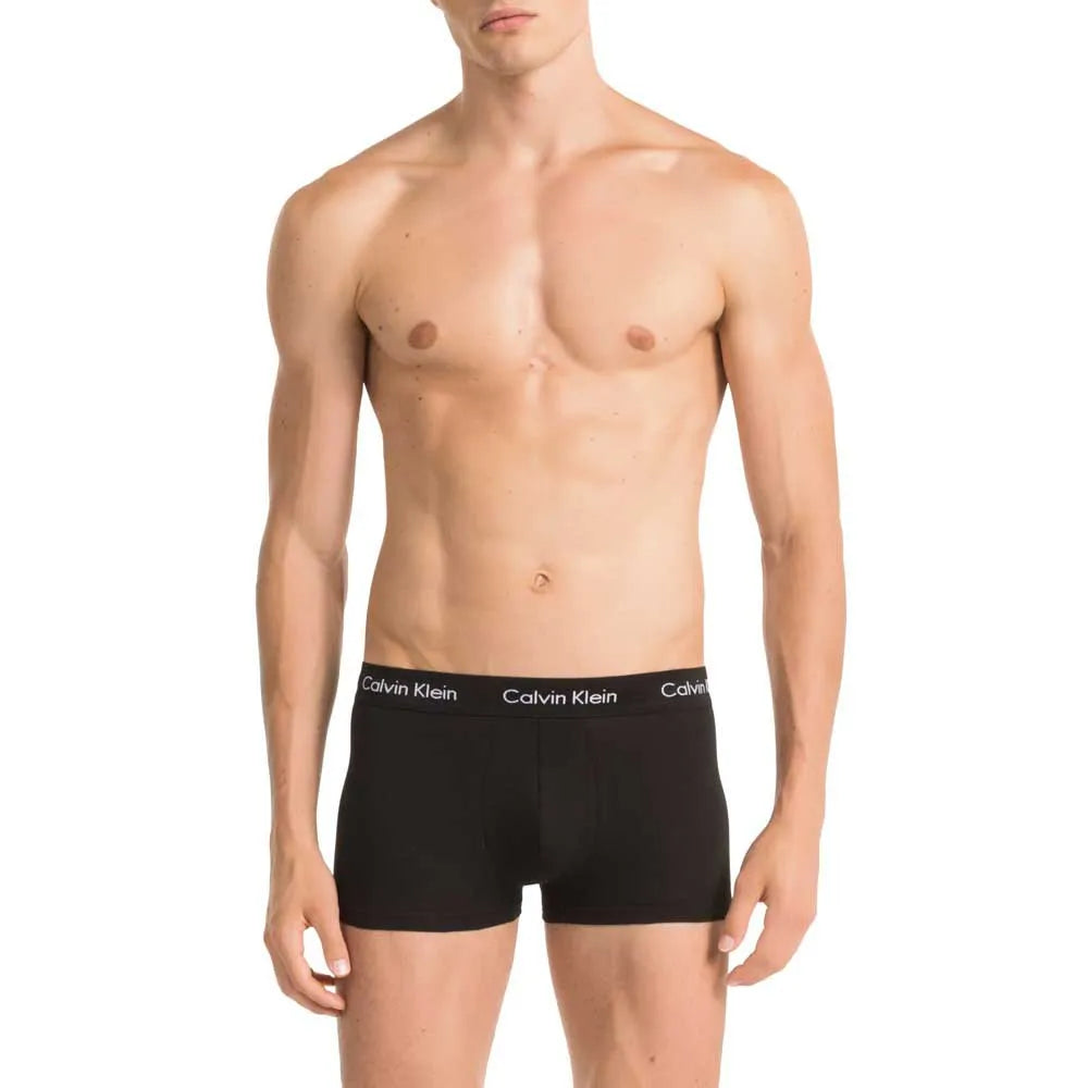 Calvin Klein White Band Low Rise Trunks Underwear 3 Pack - Black/Black