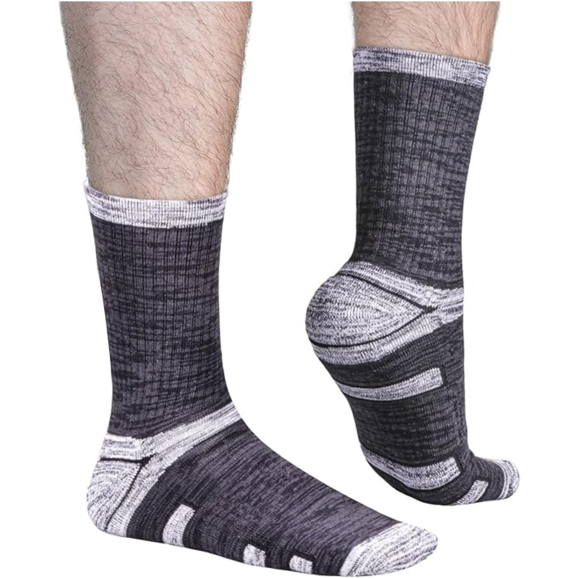 Men's Sports Socks Moisture Wicking 5 Pairs - Black/Grey