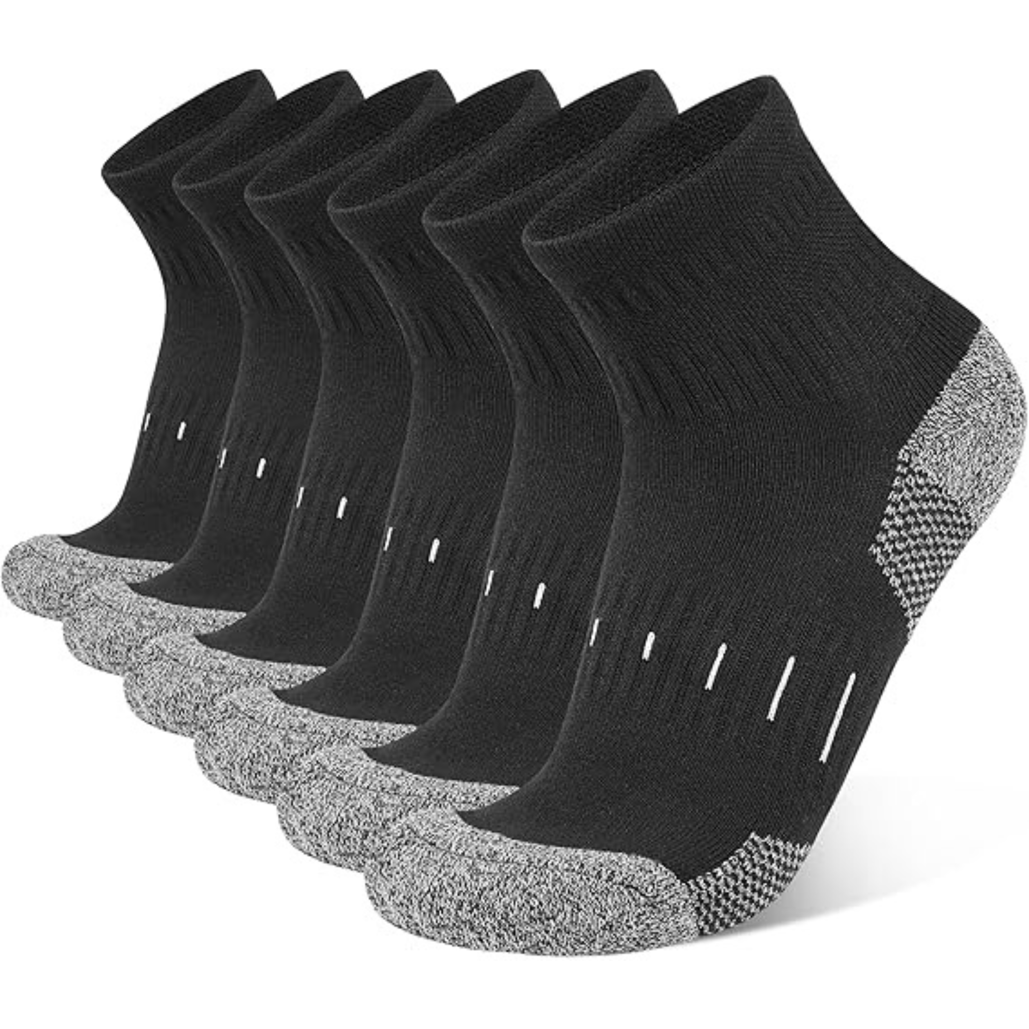 Men's Quarter Ankle Socks Anti-blister 6 Pairs - Black