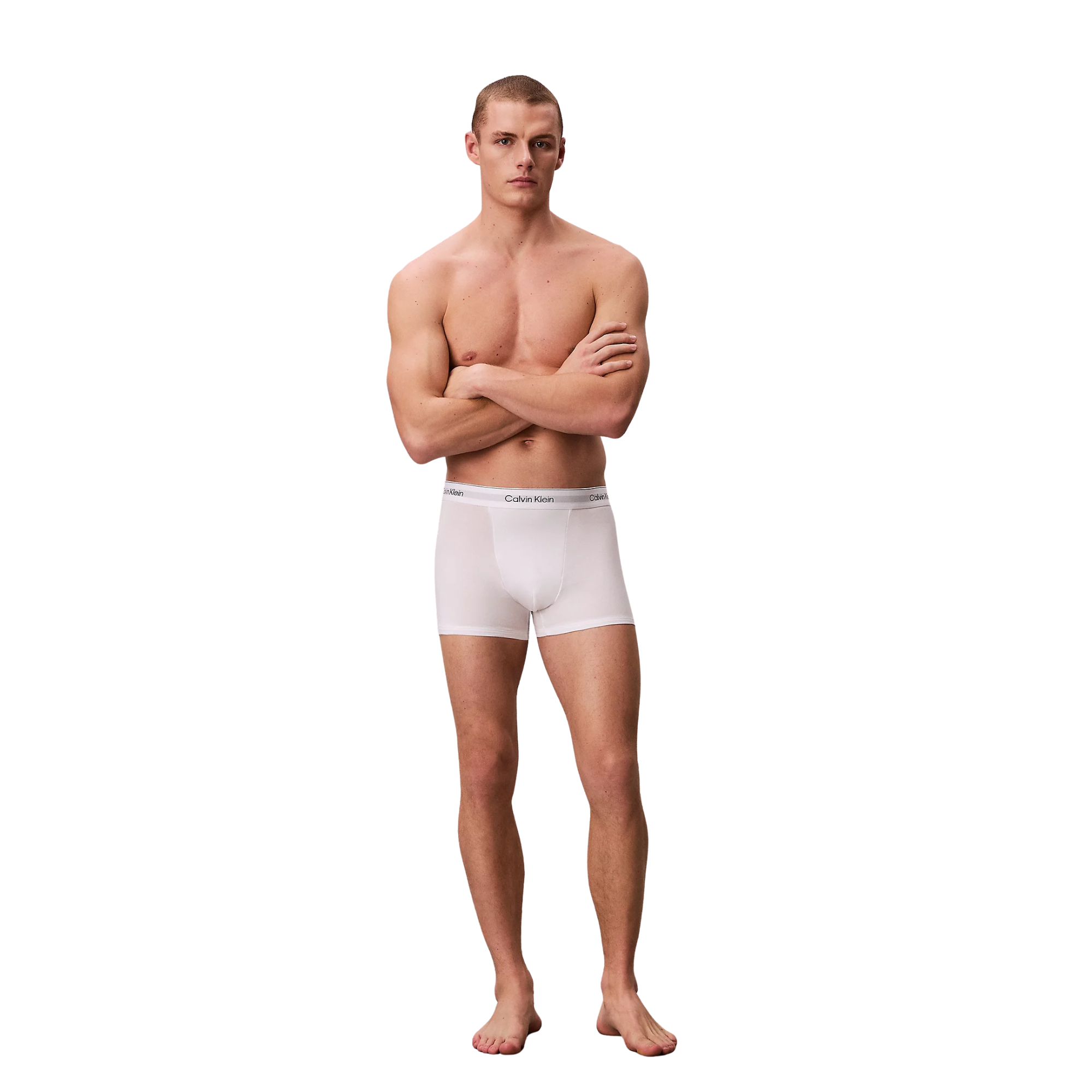 Calvin Klein 3 Pack Relaxed Dart Trunks Icon Cotton Stretch - White
